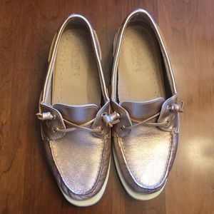 Rose Gold Sperry Boat Shoes Size 9
